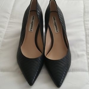 Karl Lagerfeld Paris Size 9 Black Kitten Heels